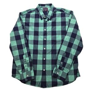 UNTUCKit Plaid Shirt Mens XL Green Navy Buffalo Cotton Button Down Long Sleeve‎